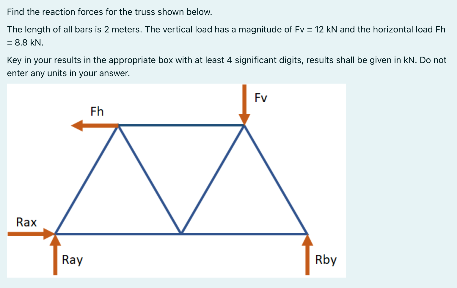 Solved Enter Rax (kN) in the box below (with 