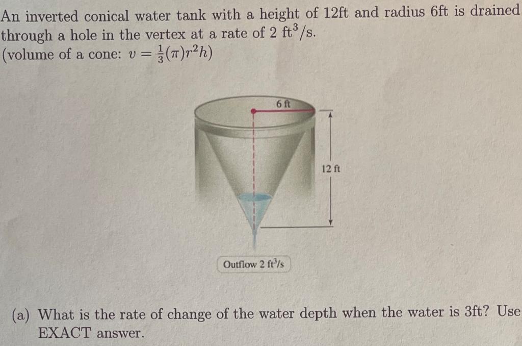 solved-an-inverted-conical-water-tank-with-a-height-of-12ft-chegg