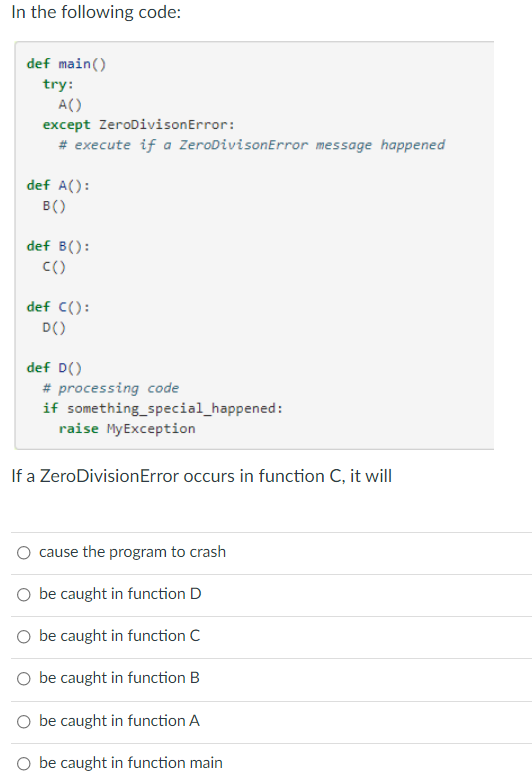 Solved In the following code: def main() try: AO except | Chegg.com