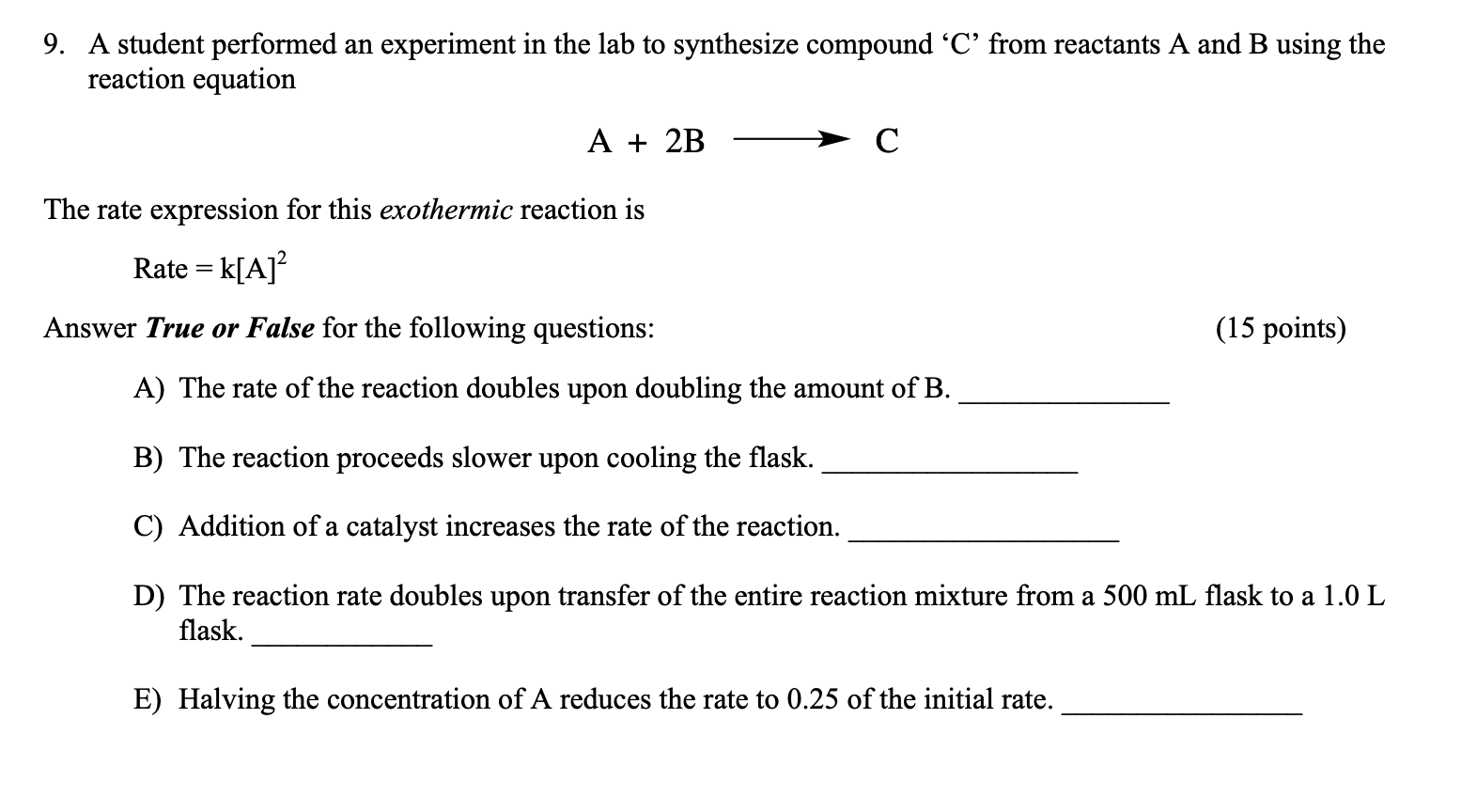 Solved 9. A student performed an experiment in the lab to | Chegg.com