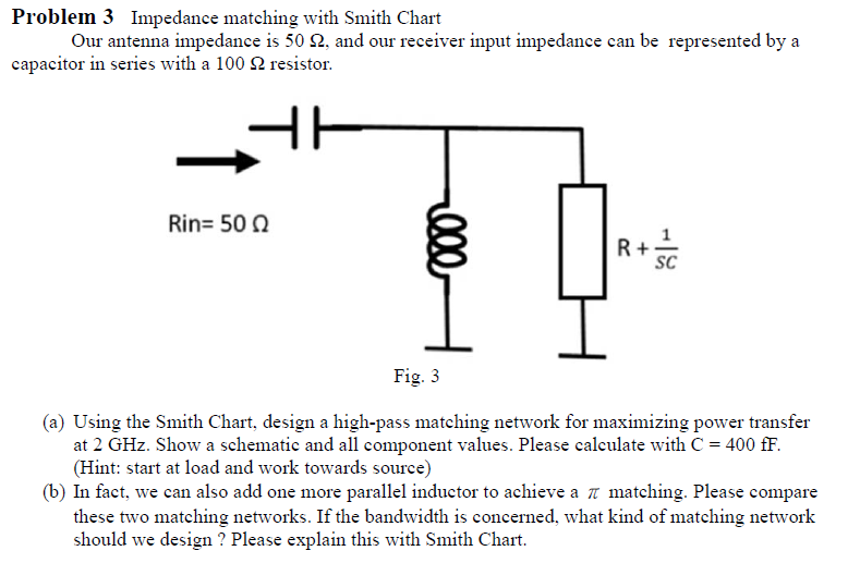 Problem 3 Impedance matching with Smith Chart Our | Chegg.com