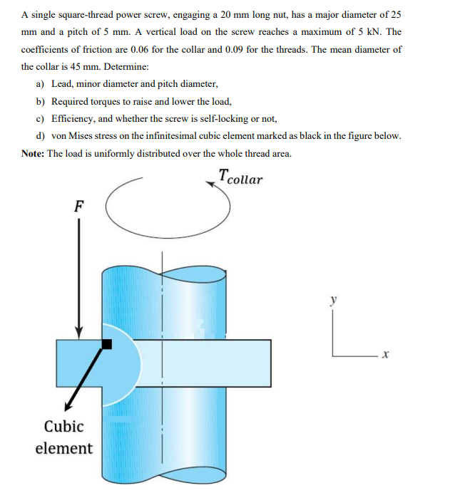 solved-a-single-square-thread-power-screw-engaging-a-20-mm-chegg