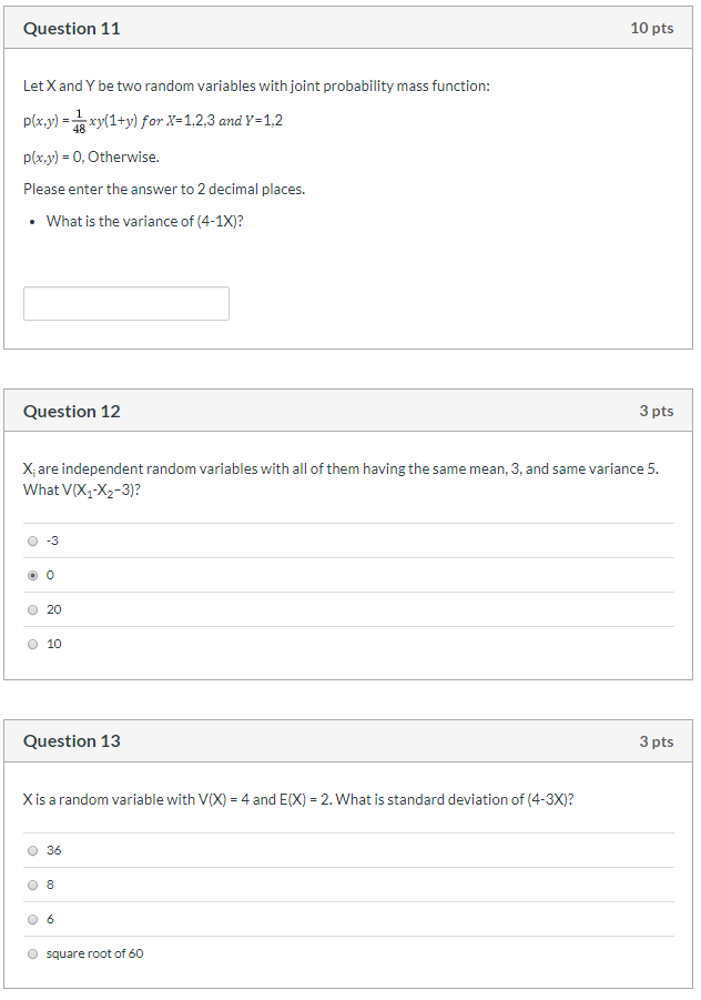 Solved Question 11 10 pts Let X and Y be two random | Chegg.com