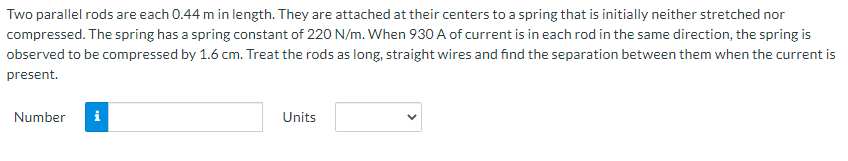 Solved Two parallel rods are each 0.44 m in length. They are | Chegg.com