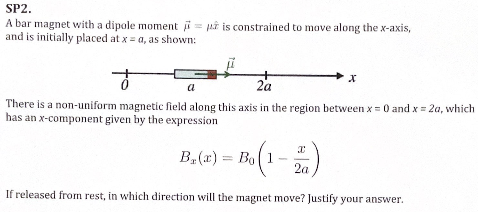 A bar with a dipole moment μ=μx^ is