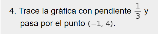 4. Trace la gráfica con pendiente y pasa por el punto (-1, 4).