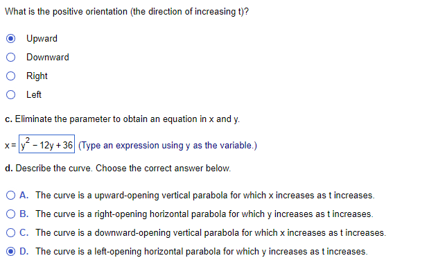 Solved Consider the following parametric equations. Answer | Chegg.com