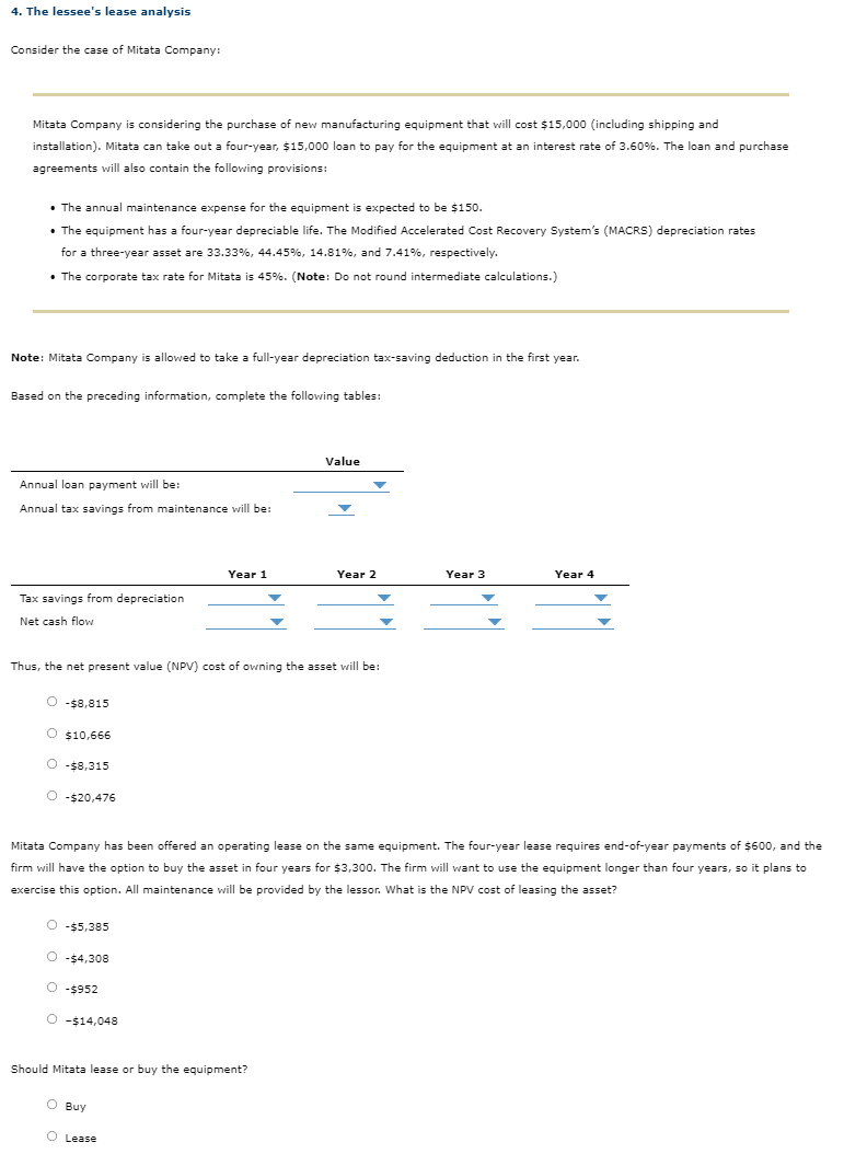 Solved 4. The Lessee's Lease Analysis Consider The Case Of | Chegg.com