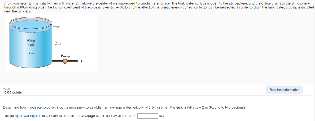 Solved АЗ A 3-m-diameter tank is initially filled with water | Chegg.com