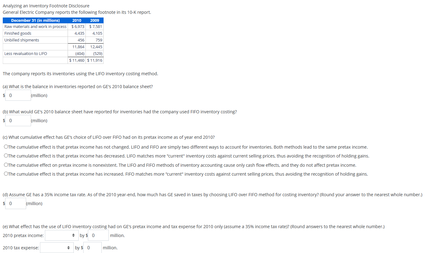 Analyzing an Inventory Footnote Disclosure General
