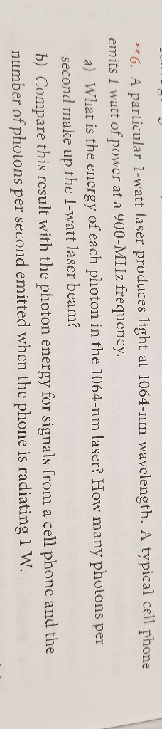 Solved wavelength. A typical cell phone **6. A particular | Chegg.com
