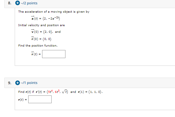 Solved +-12 points 8 The acceleration of a moving object is | Chegg.com