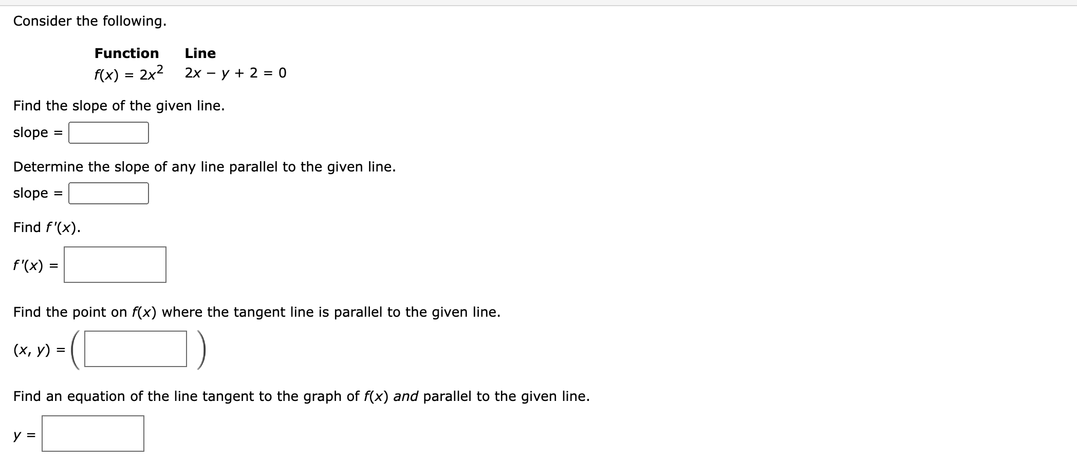 Solved Consider the following. Function Line | Chegg.com
