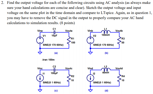 Solved 2. Find the output voltage for each of the following | Chegg.com