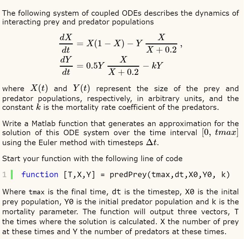 Solved The following system of coupled ODEs describes the | Chegg.com