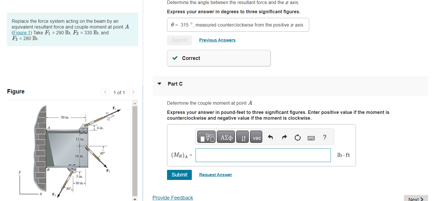 Solved Determine the angle between the resultant force and | Chegg.com