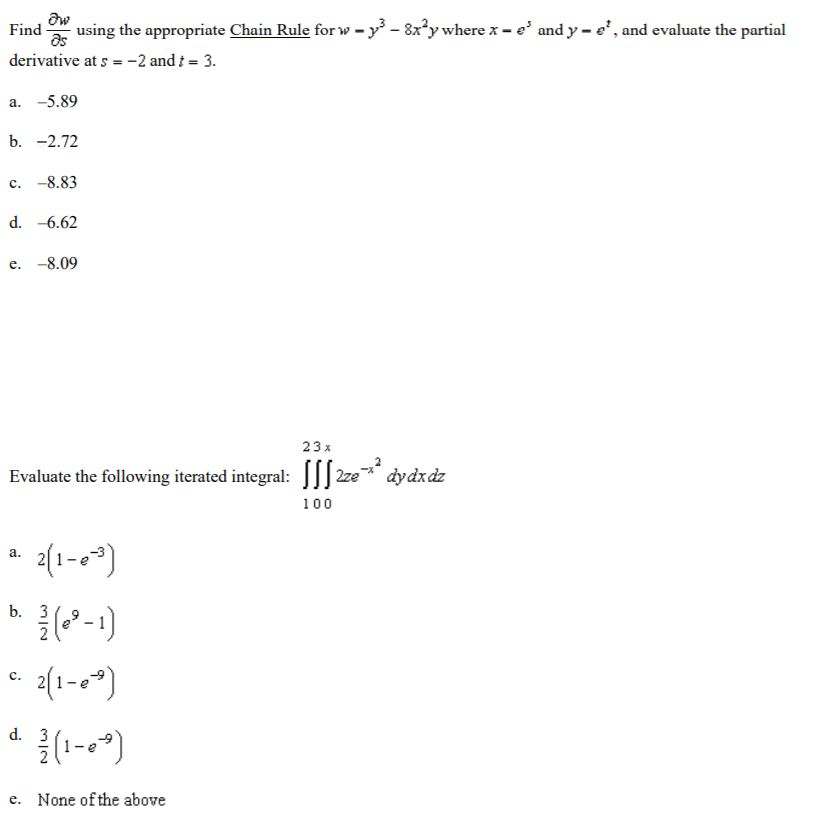 Solved Find Ow Using The Appropriate Chain Rule For W Y3 Chegg Com