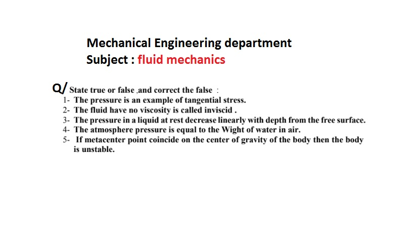 Solved Mechanical Engineering Department Subject: INTERNAL