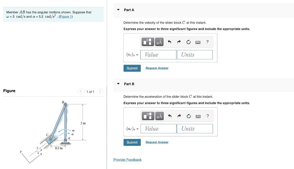 Solved Member AB has the angular motions shown. Suppose that | Chegg.com