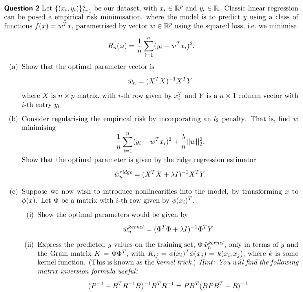 Question 2 Let {(xi, yi)}