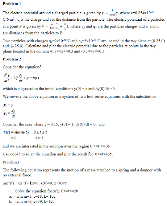 1 Problem 1 The Electric Potential Around A Charge Chegg Com