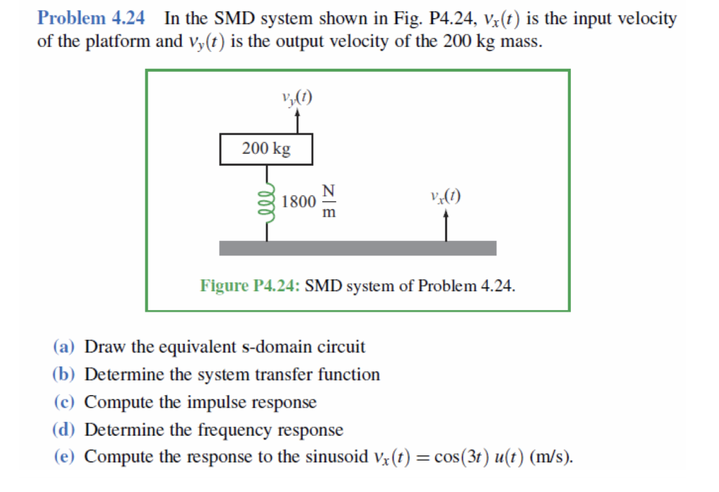 Solved Problem 4 24 In The Smd System Shown In Fig P4 24 Chegg Com