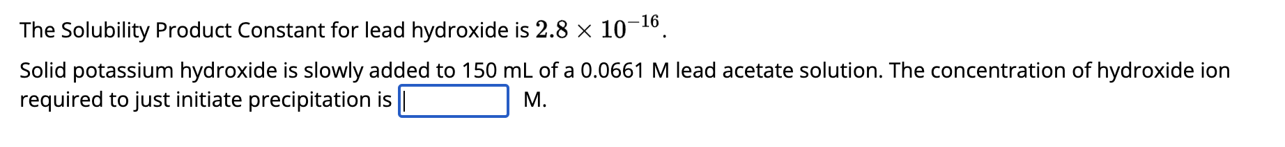 Solved Solid lead acetate is slowly added to 175 mL of a | Chegg.com