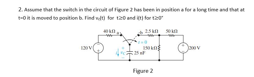 Solved 2. Assume that the switch in the circuit of Figure 2 | Chegg.com