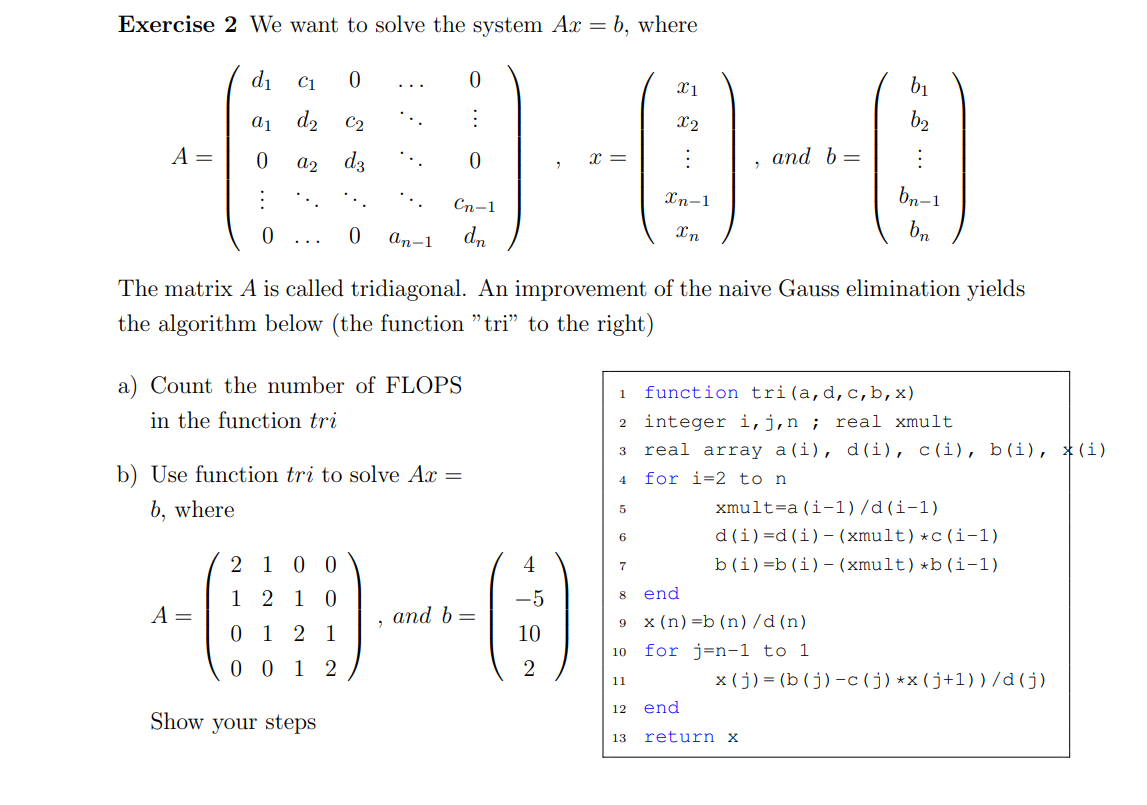 Solved Exercise 2 We Want To Solve The System Ax=b, Where | Chegg.com