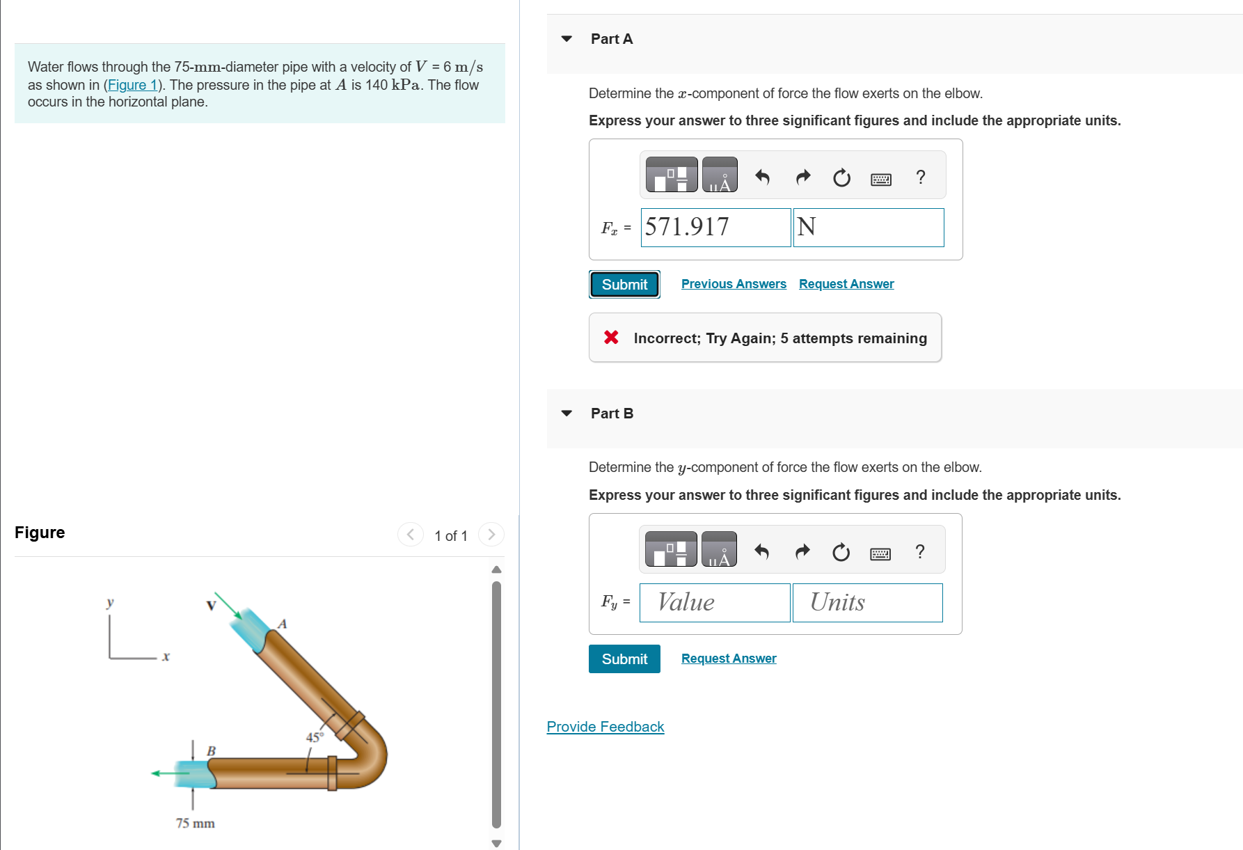 Solved Part A Water flows through the | Chegg.com