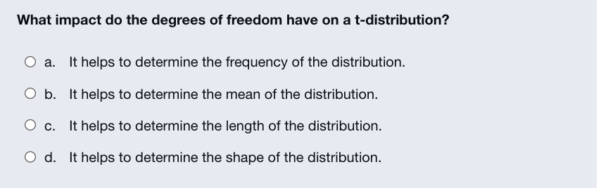 Solved What Impact Do The Degrees Of Freedom Have On A | Chegg.com