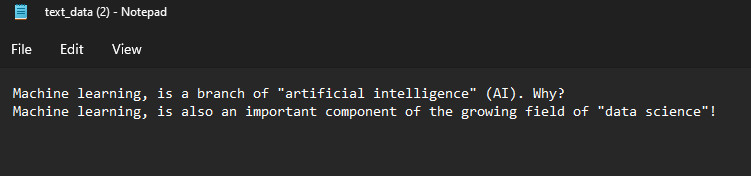 Solved Please prepare the text data existing in the | Chegg.com