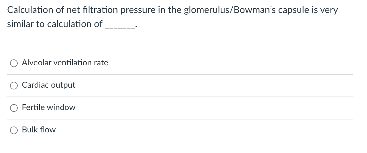 Solved Calculation of net filtration pressure in the