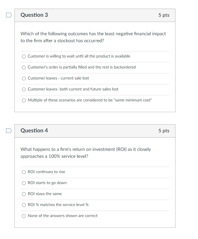 Solved Question 3 5 pts Which of the following outcomes has | Chegg.com