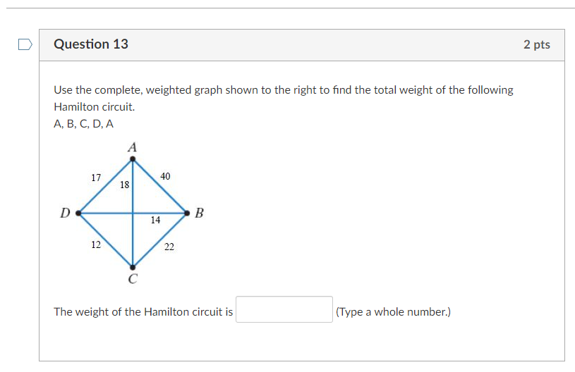 Solved Use The Complete, Weighted Graph Shown To The Right | Chegg.com