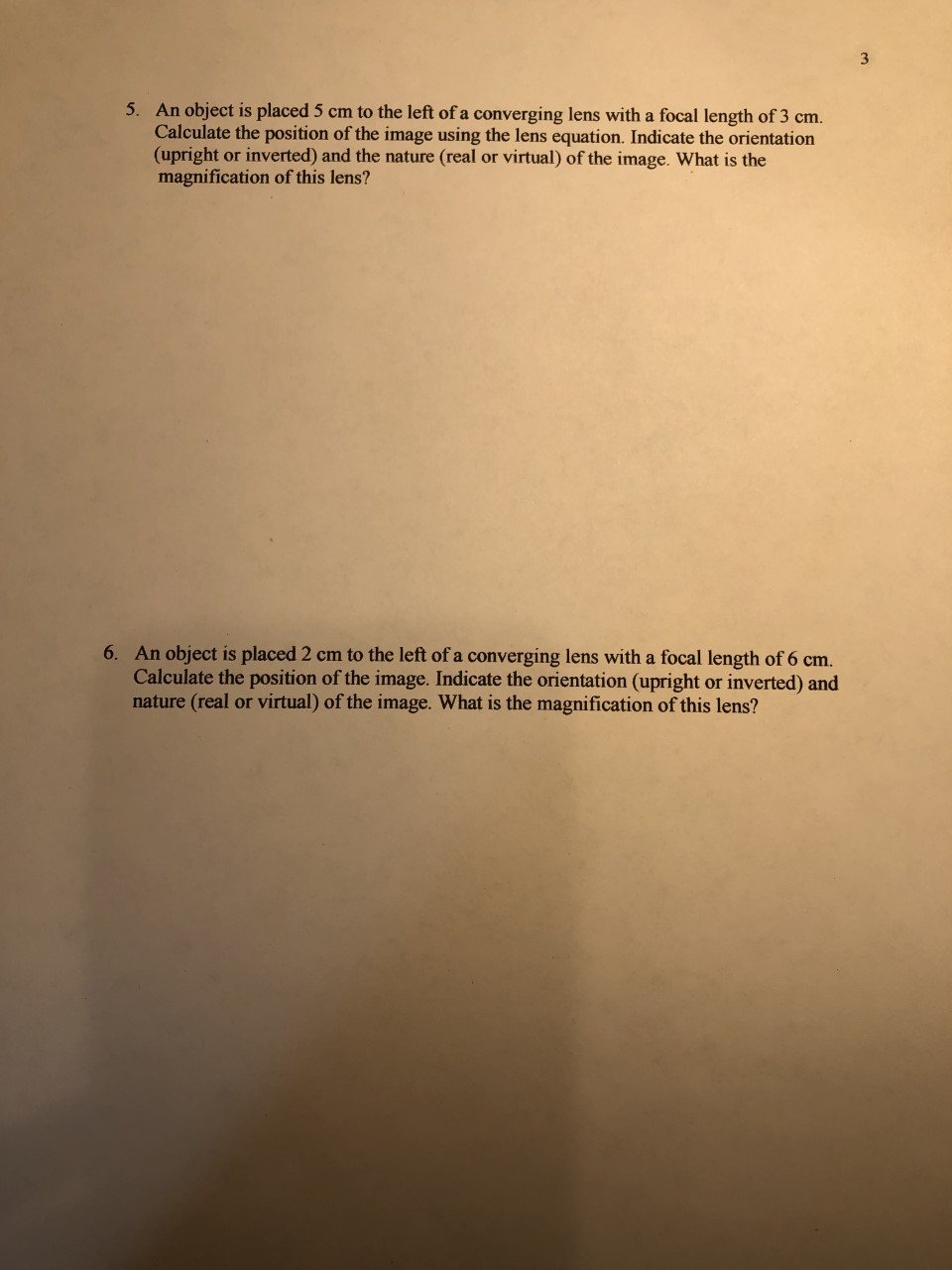 Solved 5. An object is placed 5 cm to the left of a | Chegg.com