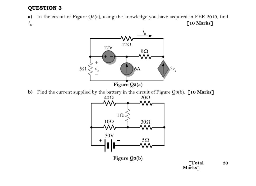 Solved QUESTION 3 A) In The Circuit Of Figure Q3(a), Using | Chegg.com