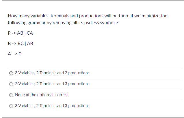 Solved How many variables, terminals and productions will be | Chegg.com