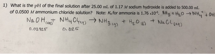 Solved 1) What is the pH of the final solution after 25.00 | Chegg.com