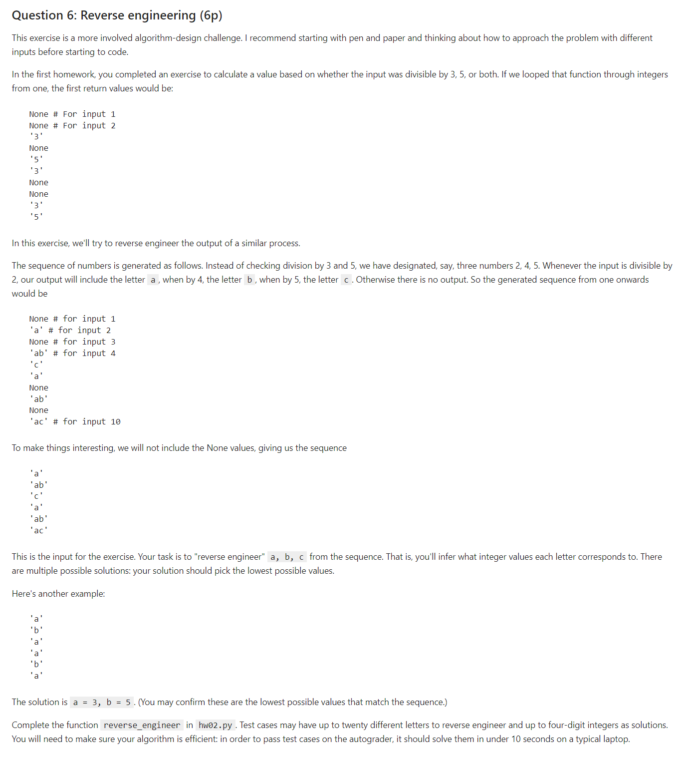 Solved Question 6: Reverse engineering (6p)This exercise is | Chegg.com