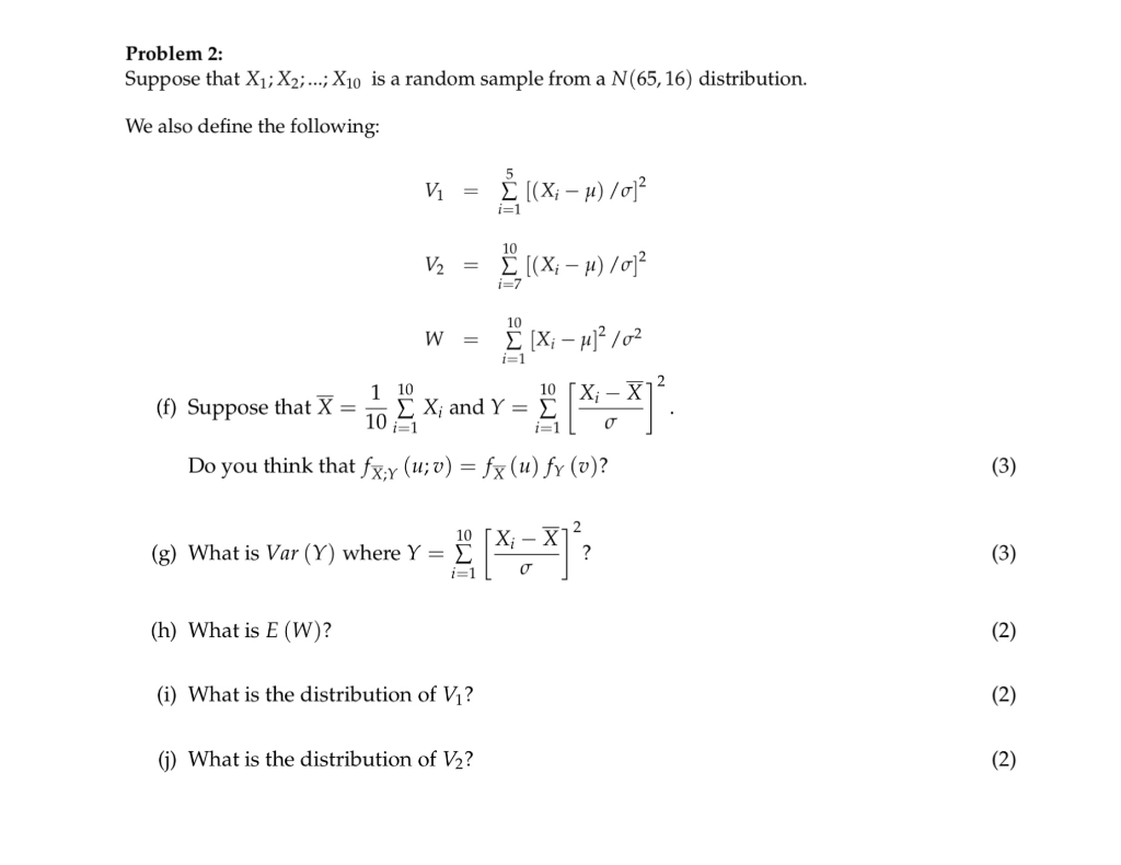 Solved Problem 2 Suppose That X1 X2 X10 Is A Random Chegg Com