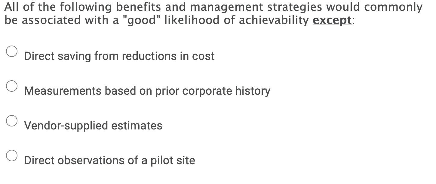 Solved All Of The Following Benefits And Management 