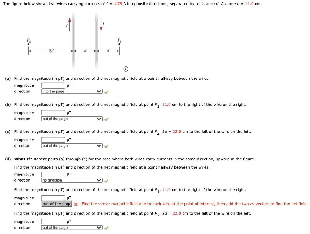 Solved The figure below shows two wires carrying currents of | Chegg.com