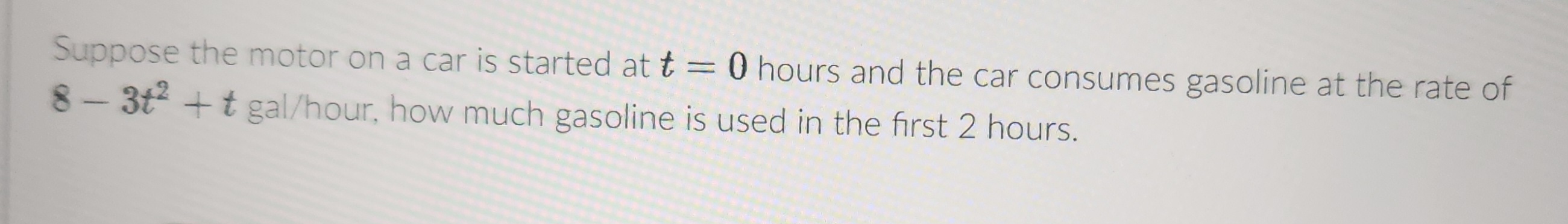 Solved Suppose the motor on a car is started at t=0 hours | Chegg.com