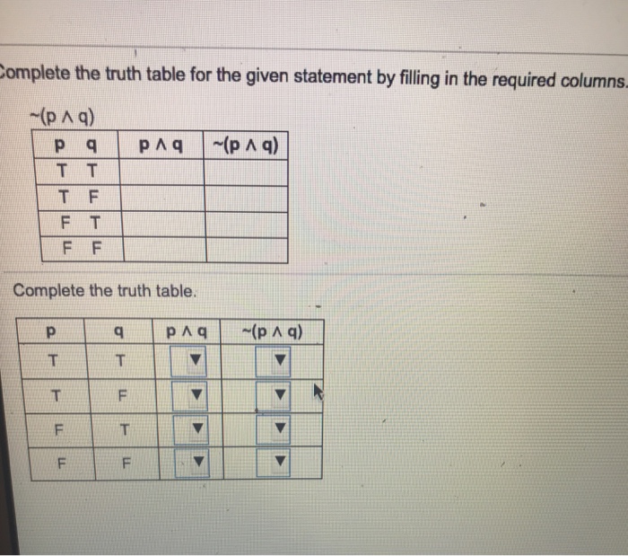 Solved Complete the truth table for the given statement by