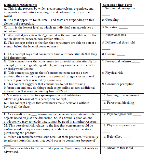 Solved Definitions/Statements Corresponding Term A. This is