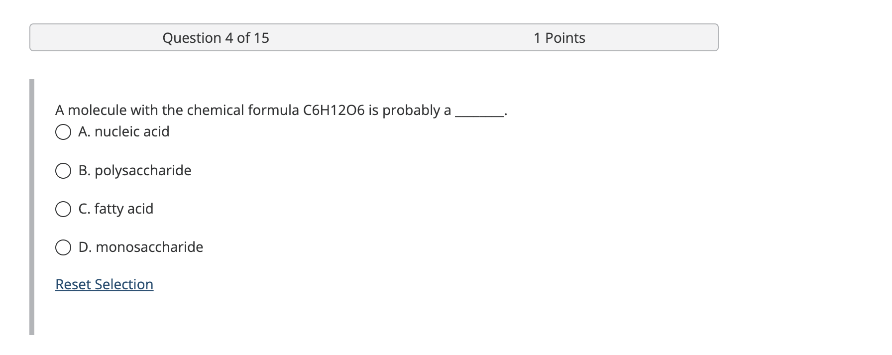 Solved A molecule with the chemical formula C6H12O6 is | Chegg.com