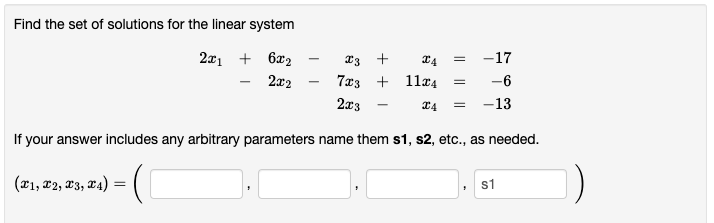 Solved Find the set of solutions for the linear system | Chegg.com