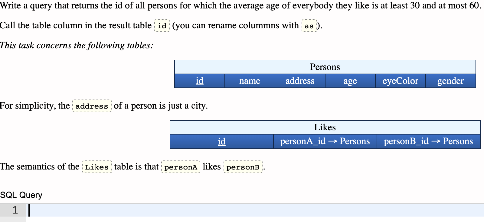 Solved Write a query that returns the id of all persons for | Chegg.com