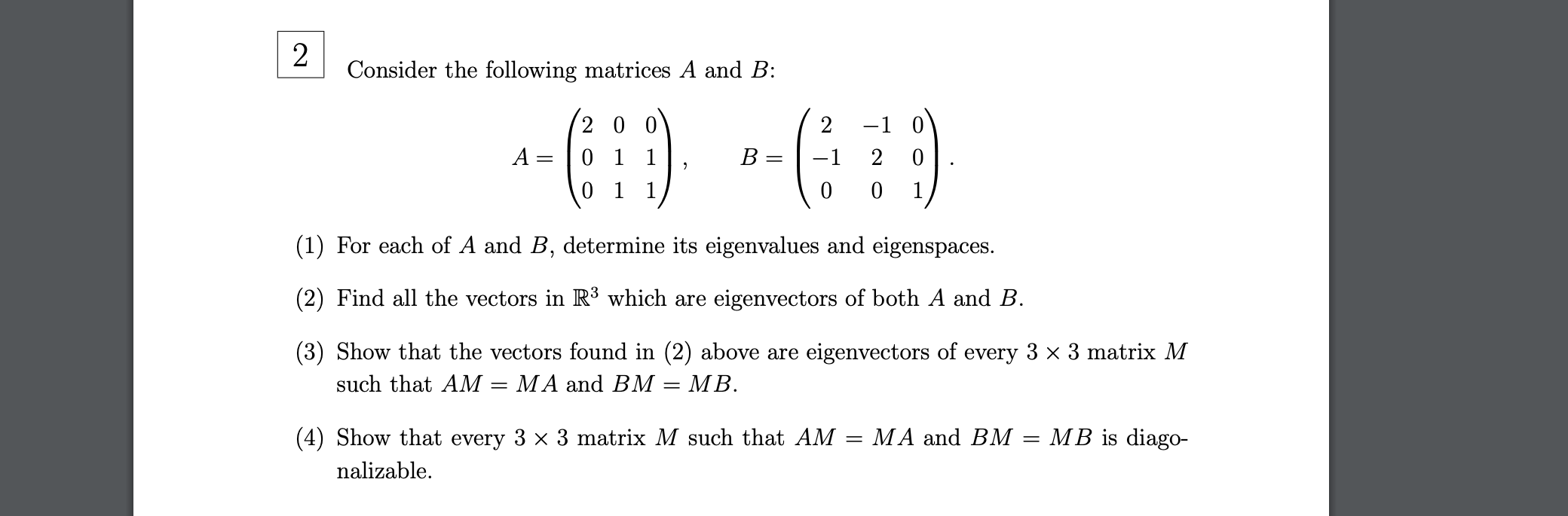 Solved 2 Consider The Following Matrices \\( A \\) And \\( B | Chegg.com